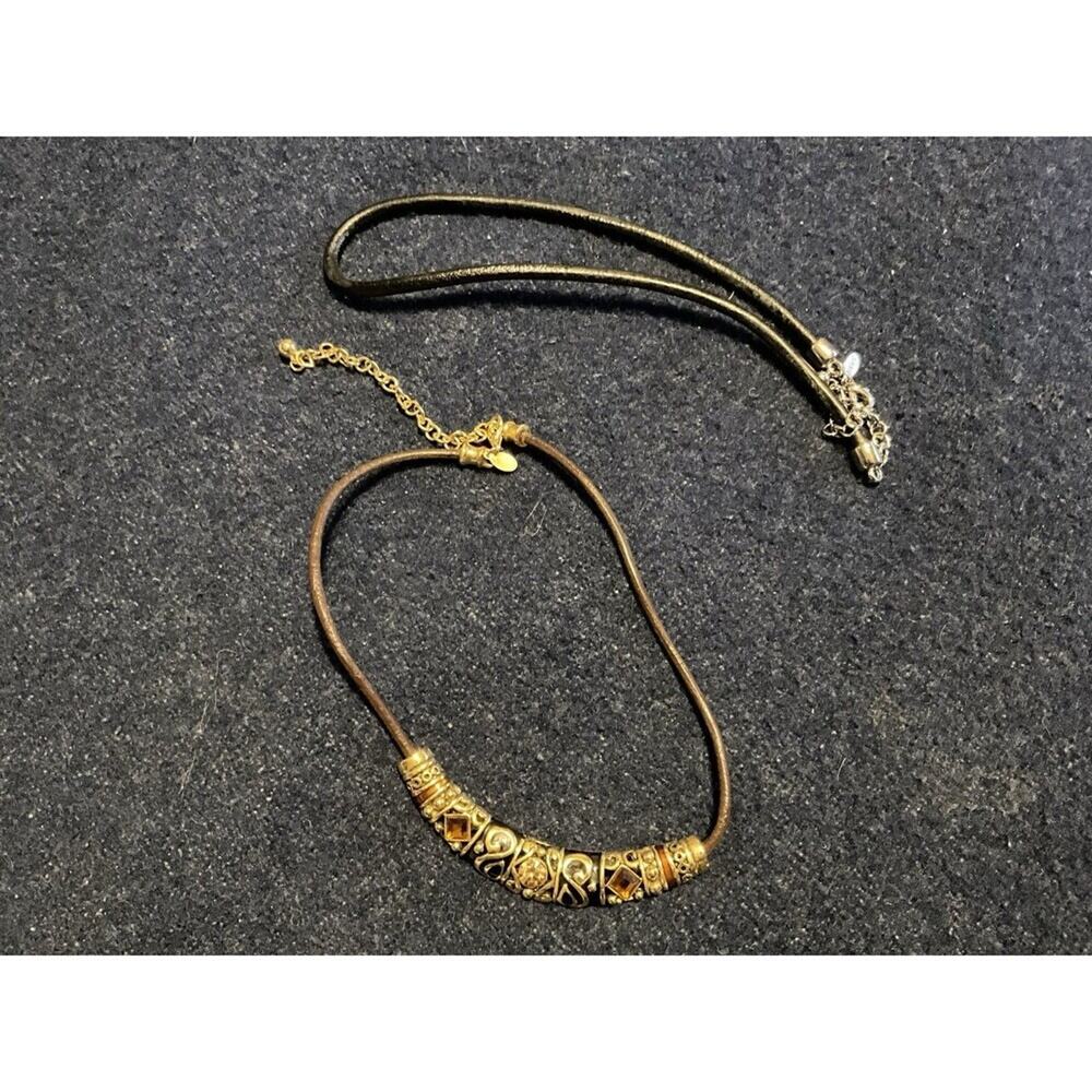2 Chicos Necklaces Bar On Cord Rhinestone & Cord For Pendant